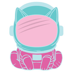Cute cat astronaut sitting. Astronaut kitten sitting.