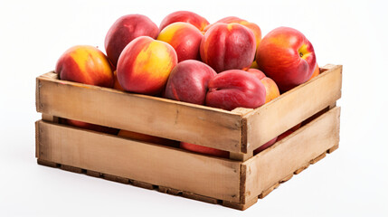 Angled view of a crate of nectarines fruit