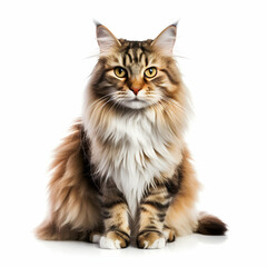 Obraz premium Norwegian cat siting on white isolated background, generative ai