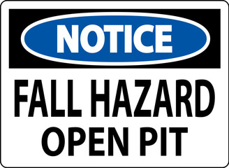 Notice Sign Fall Hazard - Open Pit