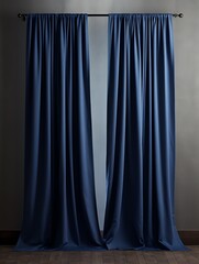 a pair of blue curtains