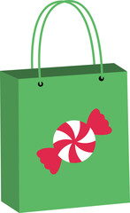 Christmas shopping paper bag. Christmas gift bag.