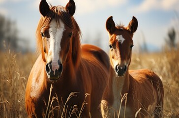 two horses in the field