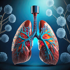 illustration Human lungs anatomy 3D render Camera Shot- Close-up
