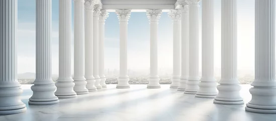 Crédence de cuisine en verre imprimé Rome White columns with columns in a classical style