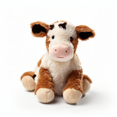 Front view close up of cow soft toy