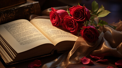 Romance books. Romantic books. Book and roses. Cool wallpaper.