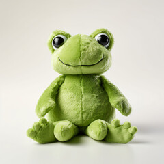 Front view close up of frog soft toy