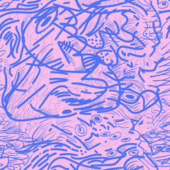 Seamless vector colorful urban pattern with wave lines