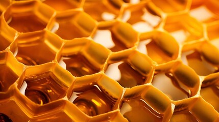 AI generated illustration of a honeycomb filled with honey