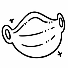 face mask with nose and mouth line style icon design, hygiene hygiene and health theme illustration