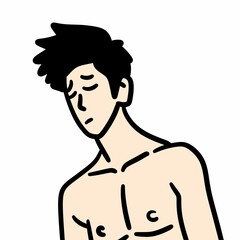 cartoon man with naked torso
