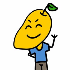 a cartoon illustration of a happy smiling mango