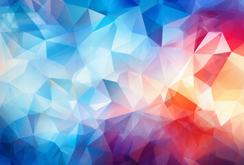 Fototapeta premium Abstract polygonal background, rainbow-colored shade, light indigo, crimson, crystal cubism, dramatic lighting effects.