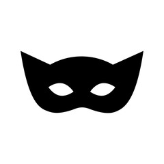 Superhero mask vector black icon. Silhouette hero cartoon character comic face. Flat black superhero costume design mask