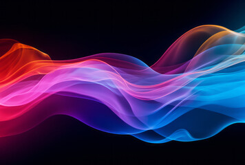 Colorful smoke on a black background, featuring light navy and magenta hues, digitally enhanced with 8k resolution, showcasing vibrant and iconic curves.