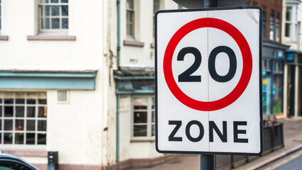 20 mph zone sign in a city