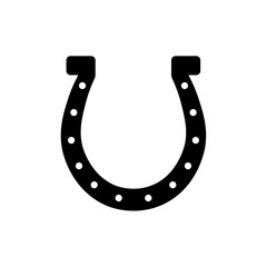 Horseshoe vector icon silhouette lucky design. Horse shoe western design symbol farm isolated logo.