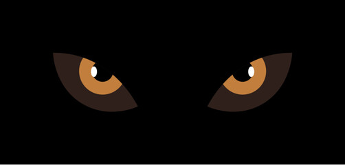 Animal eye brown icon vector party cartoon dark poster. Happy halloween cat eye poster face silhouette sign. © kolonko