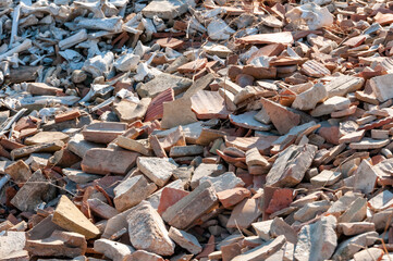 Pottery shards from excavations of an ancient city, archaeological site