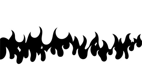 Fire flame black vector pattern line frame. Fire flat simple border design background illustration