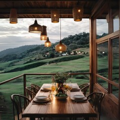 Dining table and the landscape