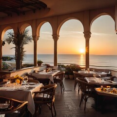 restaurant at sunset