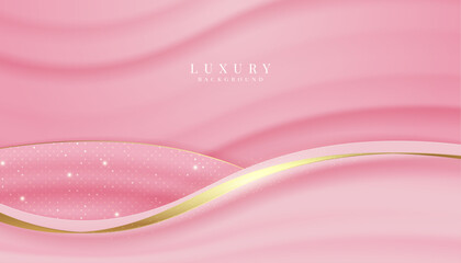 Luxurious pink background with sparkling gold and glitter. modern elegant abstract background