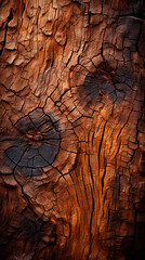 A close-up that celebrates the rich, warm texture of tree bark, revealing the complex beauty of nature's design.