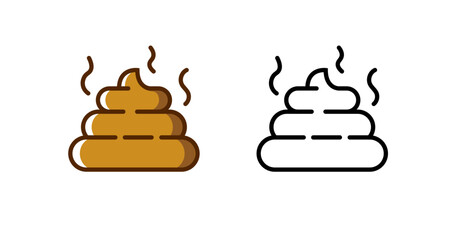 Pet poop line icon dog excrement. Poo shit flat vector animal cartoon dirty smelly stinky poop design. - obrazy, fototapety, plakaty