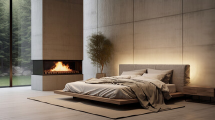 Bedroom interior design for fireplace inspiration and ideas. nature
