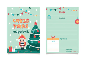 Christmas recipe book page template.