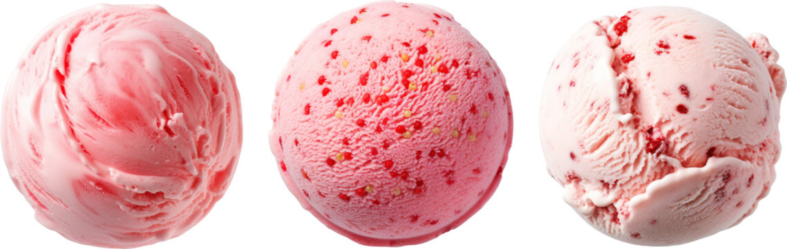 Strawberry ice cream ball transparent background PNG clipart
