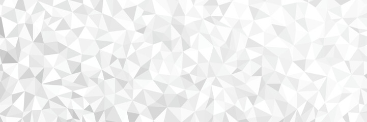 Abstract banner with white and grey gradient triangle low poly mosaic background, polygon backdrop for vector illustration.