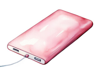 Portable charger , power bank, watercolor illustration isolated on white