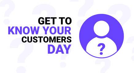 Know your customer day design business background. Know customer people banner concept template.