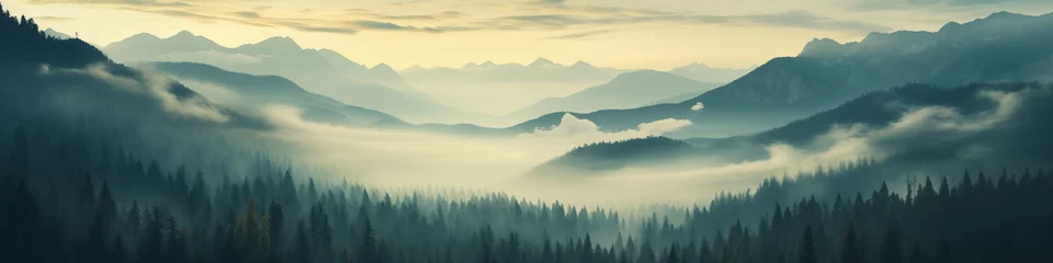 Fotobehang Mistige ochtendstond landscape with fog