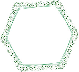 Green Hexagonal Frame with Green Sparkle Glitter Stars 13