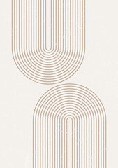 Mid-century abstract aesthetic background. Minimal line poster. Boho wall art. Neutral beige prints. Abstract art design. Vector illustration.