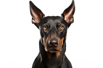 Doberman Pinscher cute dog isolated on white background