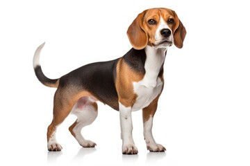 Beagle cute dog isolated on white background - obrazy, fototapety, plakaty