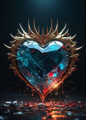 Creativity crystal heart with golden crown happy Valentine's day wallpaper