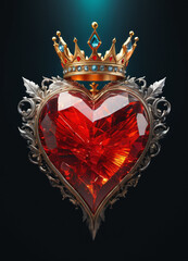 Creativity crystal heart with golden crown happy Valentine's day wallpaper