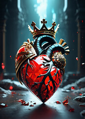 Creativity crystal heart with golden crown happy Valentine's day wallpaper