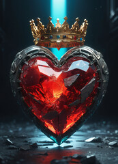 Creativity crystal heart with golden crown happy Valentine's day wallpaper