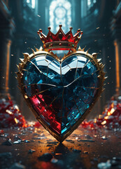 Creativity crystal heart with golden crown happy Valentine's day wallpaper