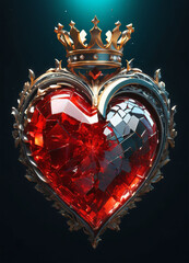 Creativity crystal heart with golden crown happy Valentine's day wallpaper