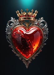 Creativity crystal heart with golden crown happy Valentine's day wallpaper