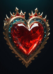 Creativity crystal heart with golden crown happy Valentine's day wallpaper