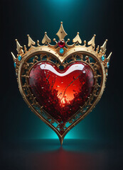Creativity crystal heart with golden crown happy Valentine's day wallpaper